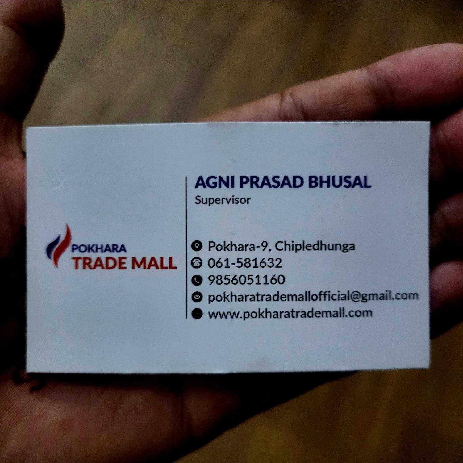 Pokhara Trade Mall Agni Prasad Bhusal Supervisor Contact Card